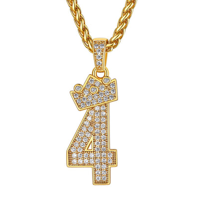 Bling Cubic Zircoina Crown Number Necklace