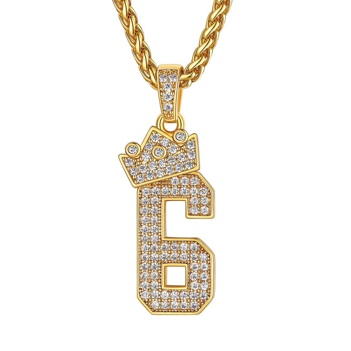 Bling Cubic Zircoina Crown Number Necklace
