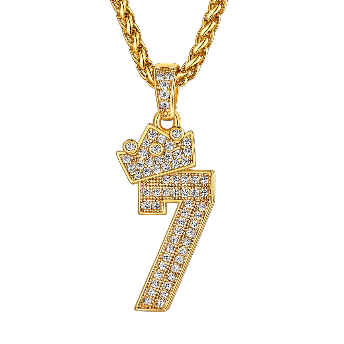 Bling Cubic Zircoina Crown Number Necklace