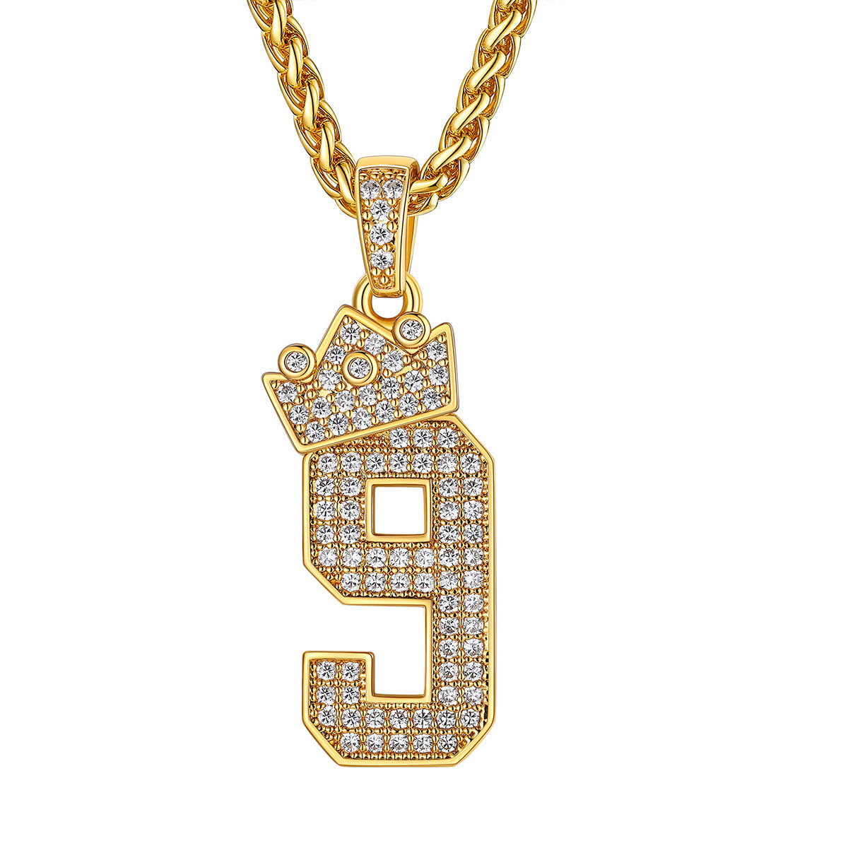 Bling Cubic Zircoina Crown Number Necklace