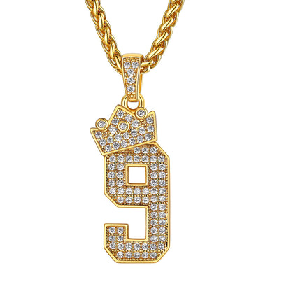 Bling Cubic Zircoina Crown Number Necklace