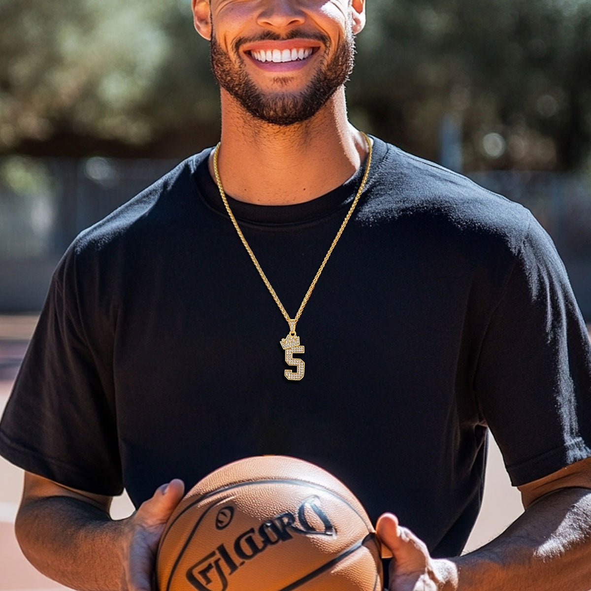 Bling Cubic Zircoina Crown Number Necklace