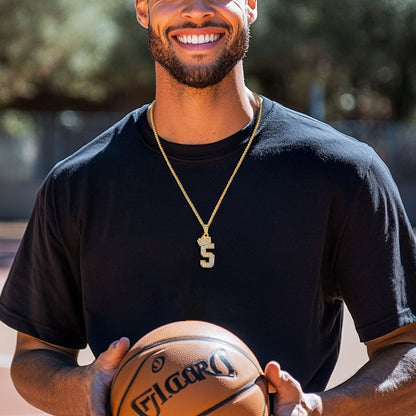 Bling Cubic Zircoina Crown Number Necklace