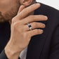 Silver Black Onyx Signet Band Ring for Men