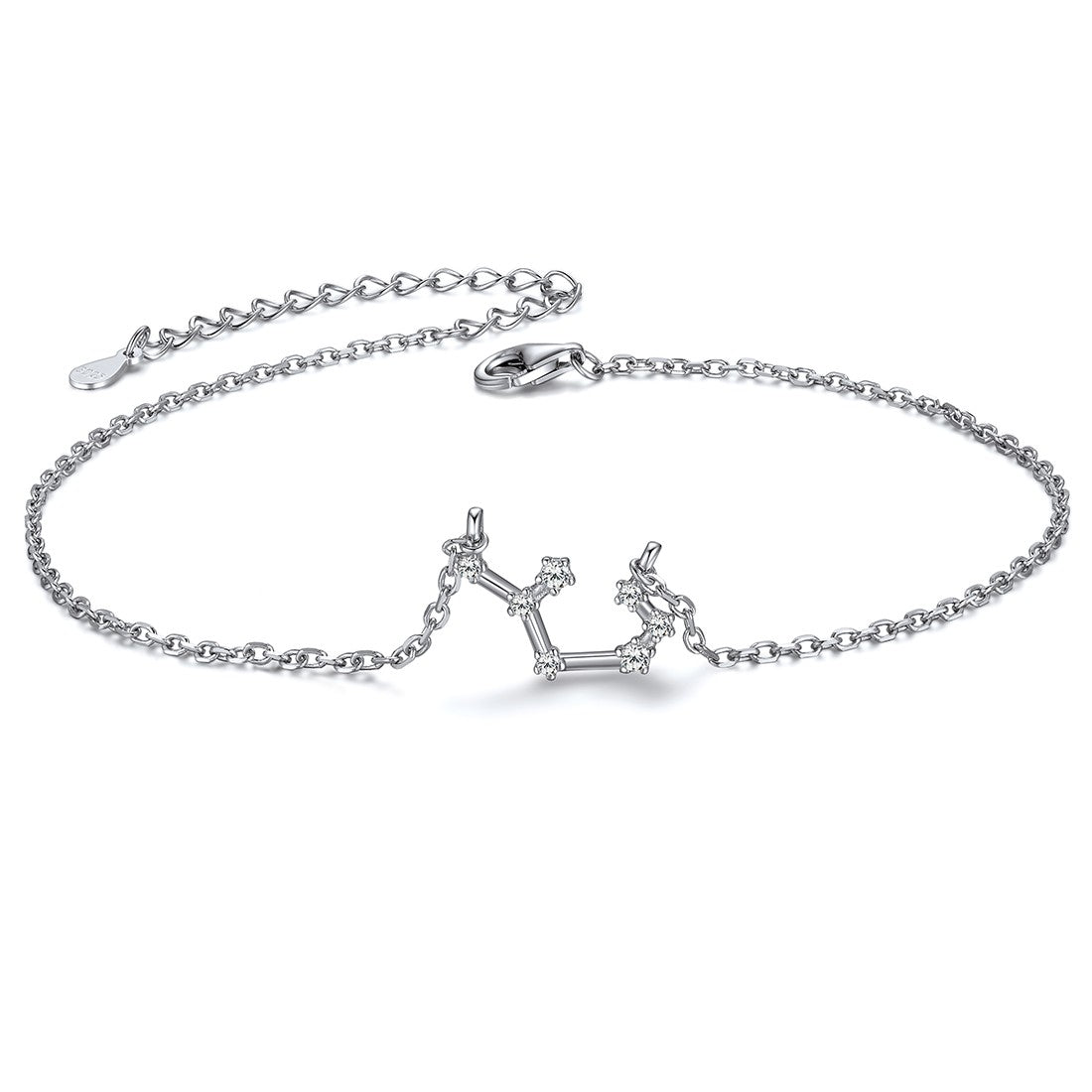 925 Sterling Silver 12 Constellation Zodiac Anklet for Women