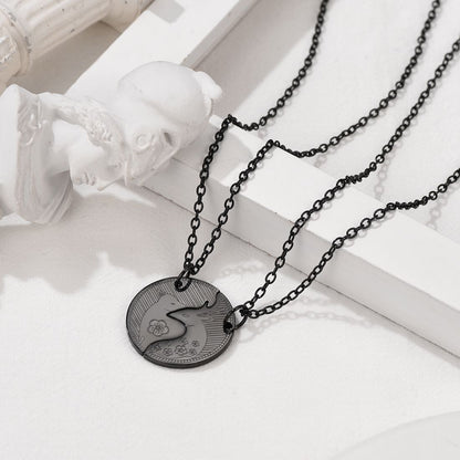 Sale Sika Deer Puzzle Necklaces in Black Plated