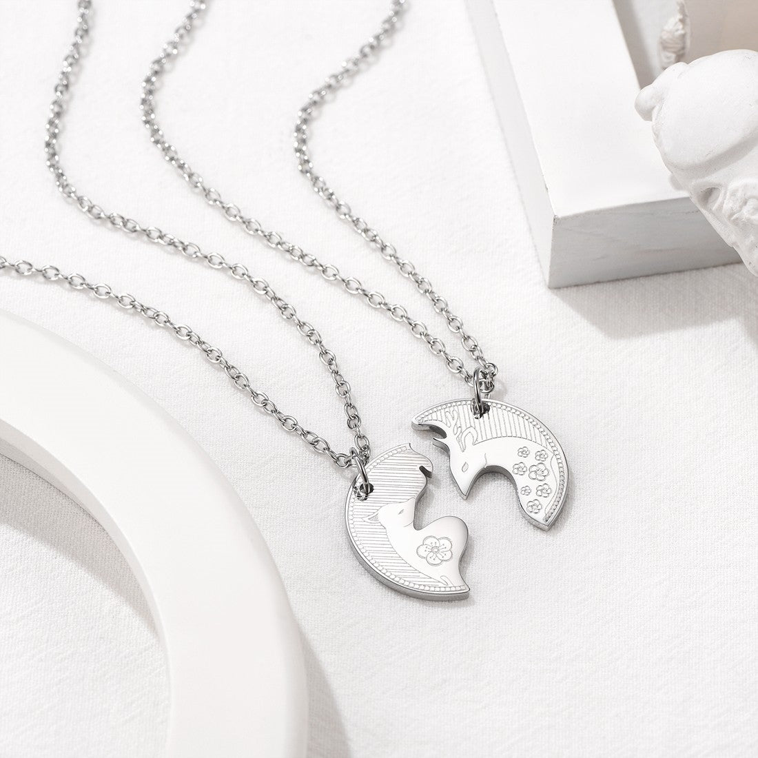 Sale Sika Deer Puzzle Necklaces in Steel