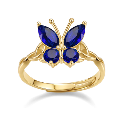 September Adjustable Celtic Knot Butterfly Birthstone Ring