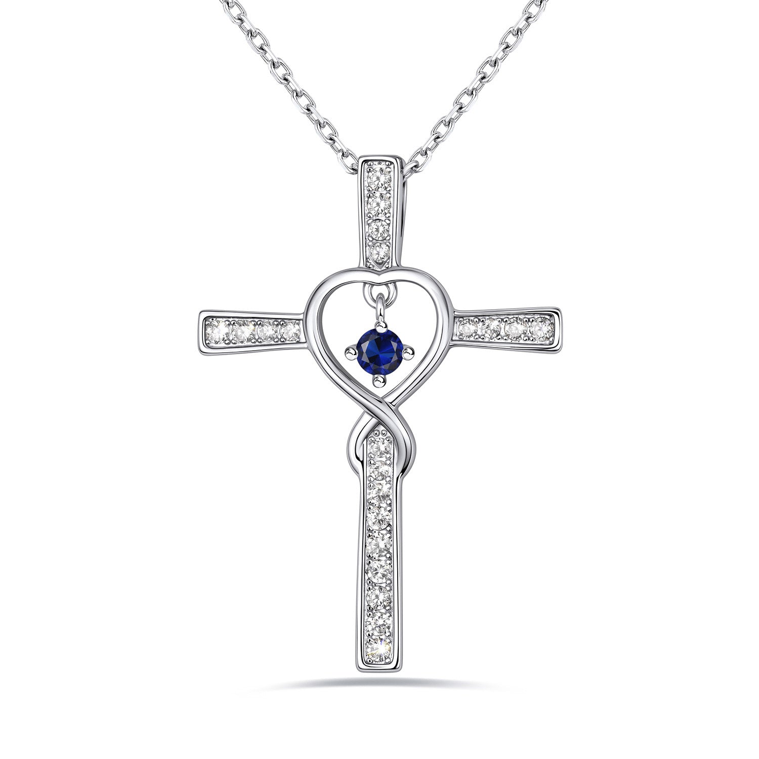 September Birthstone Infinity Cross Necklace For Women
