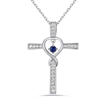 September Birthstone Infinity Cross Necklace For Women