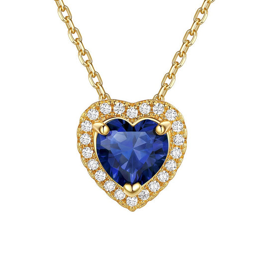 September Halo Heart Birthstone Necklace for Women