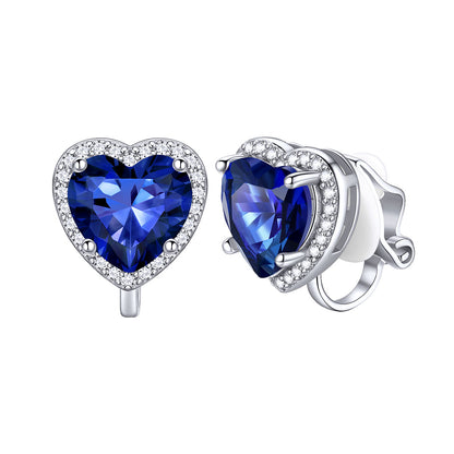 September Heart Birthstone Clip-on Earrings