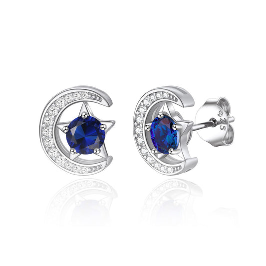 September Moon Star Birthstone Stud Earrings