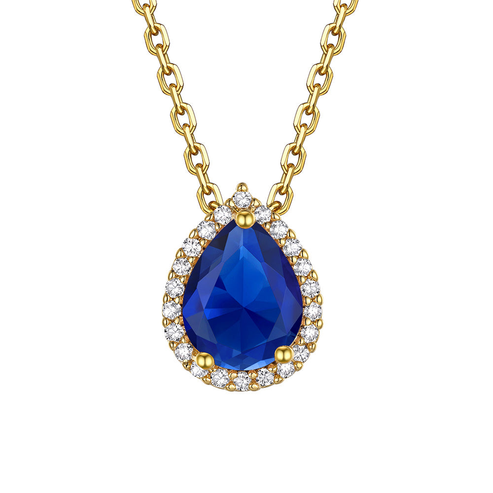 September Teardrop Birthstone Necklace Gold Plated