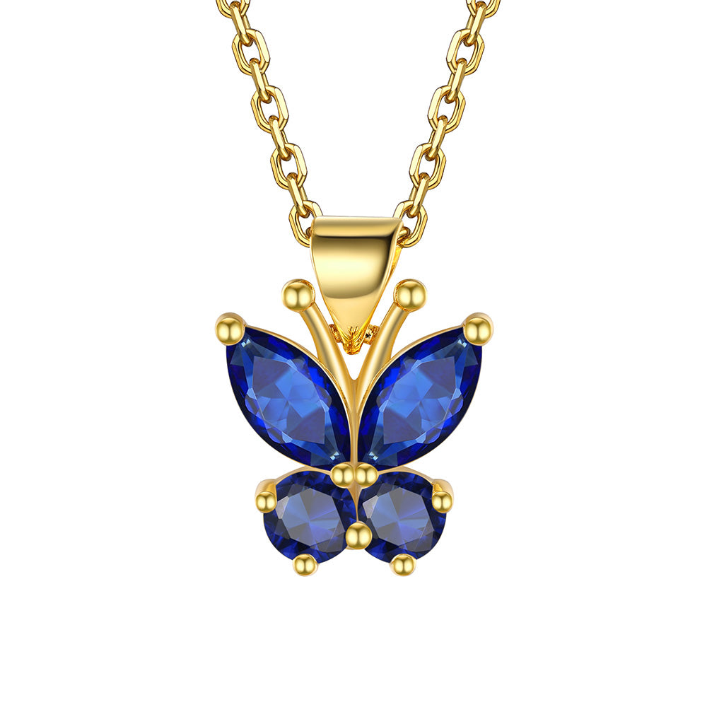 September birthstone butterfly necklace Gold Plated