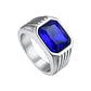 Men's Blue Topaz Ring, Silver