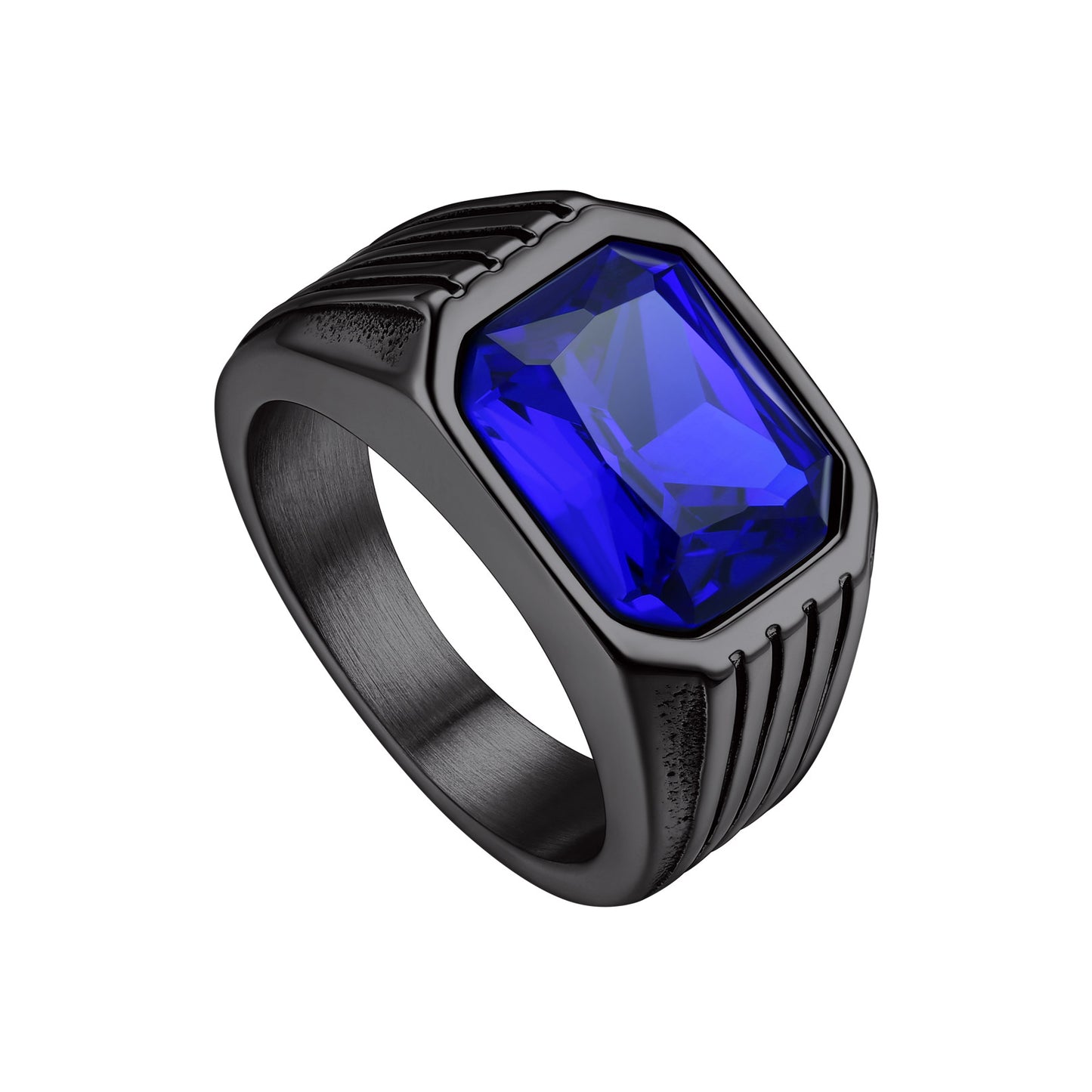 Men's Blue Topaz Ring, Black