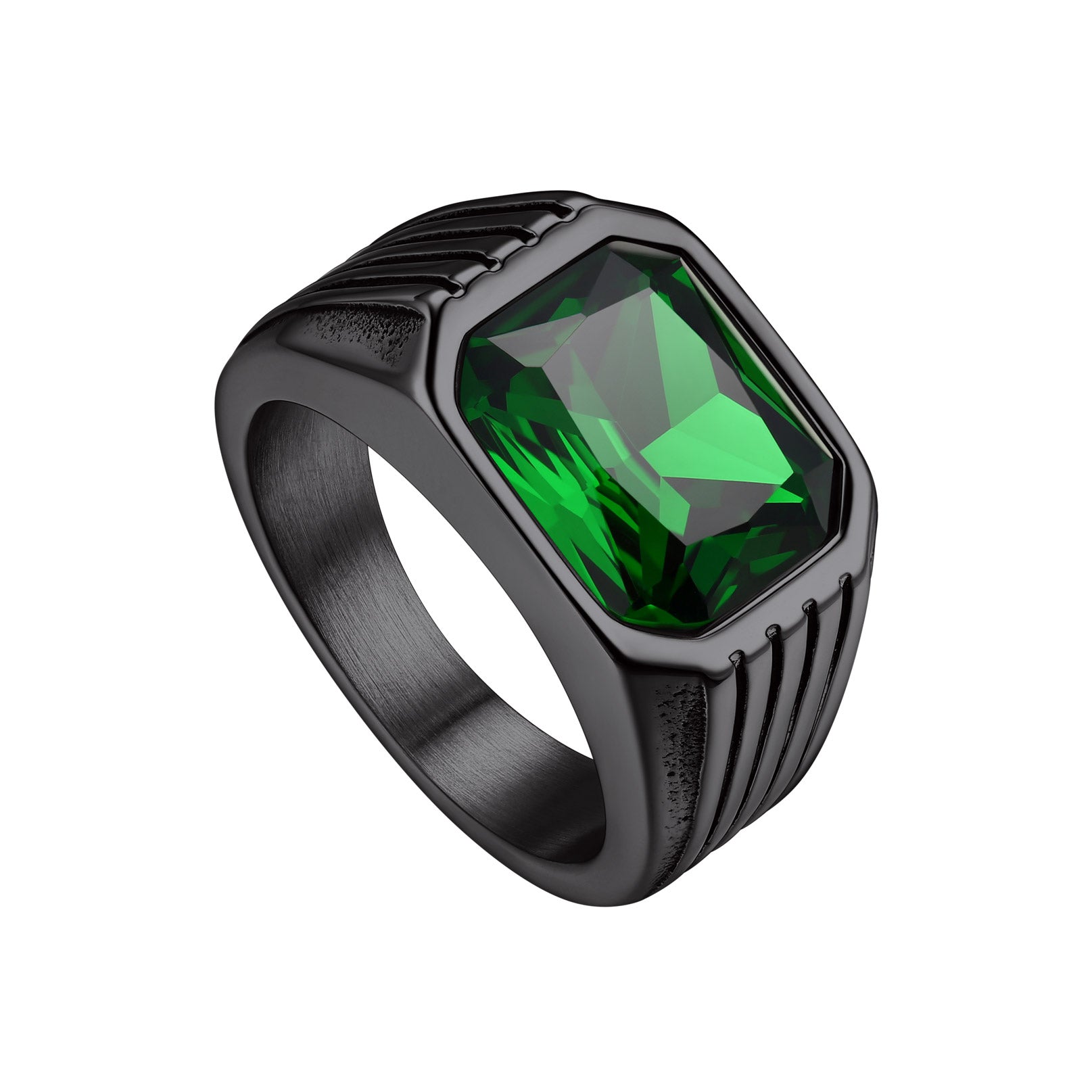 Men's Emerald Ring, Black