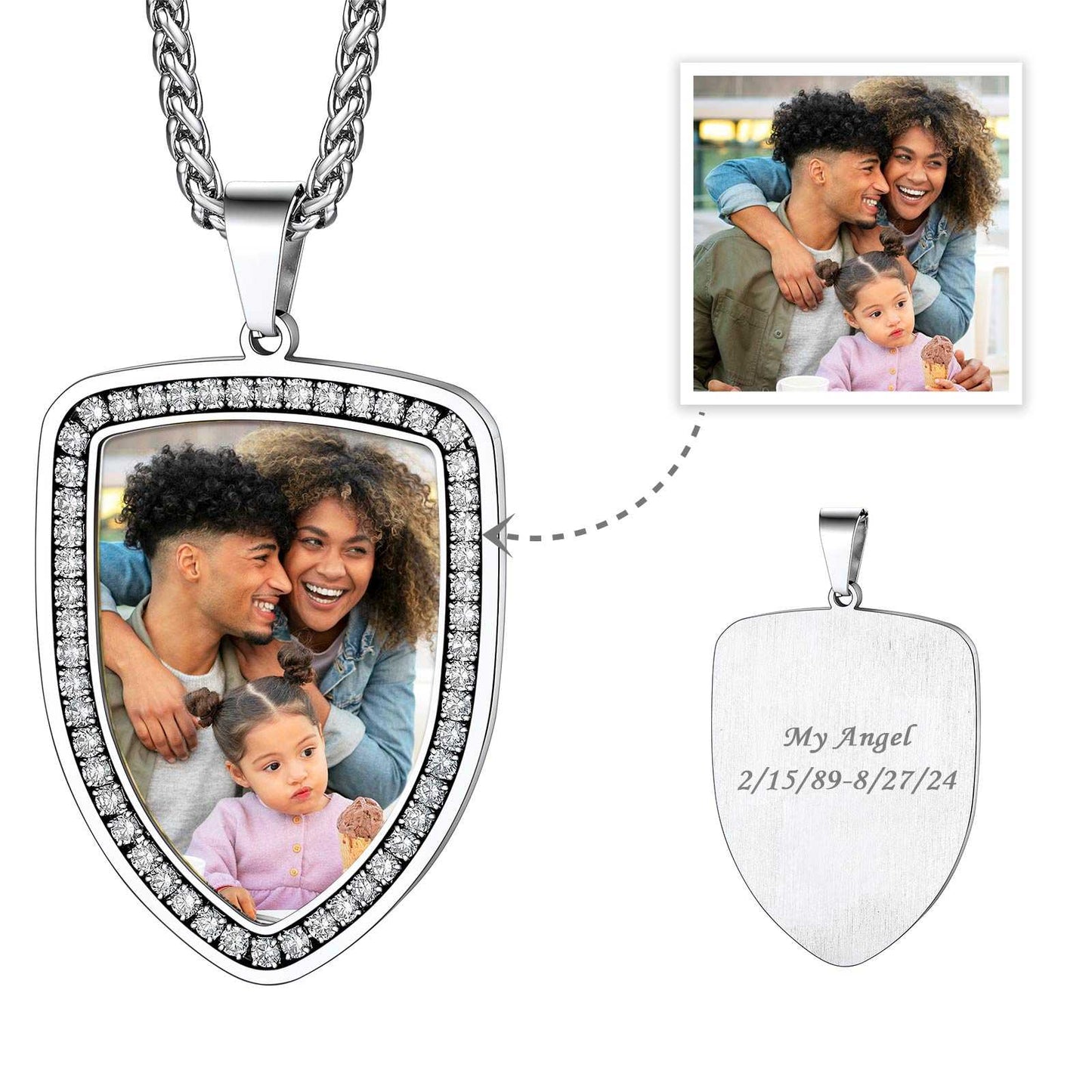 Personalized Shield Pictures Necklace for Men Women