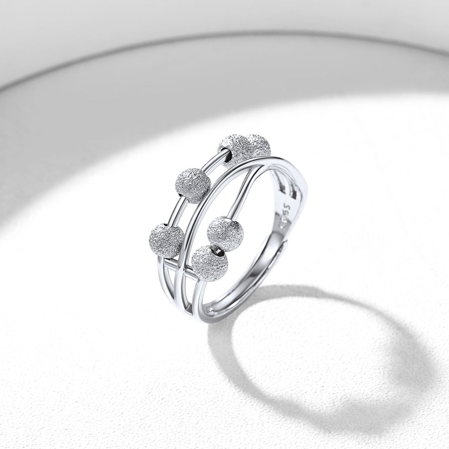 Silver Beads Anxiety Fidget Ring