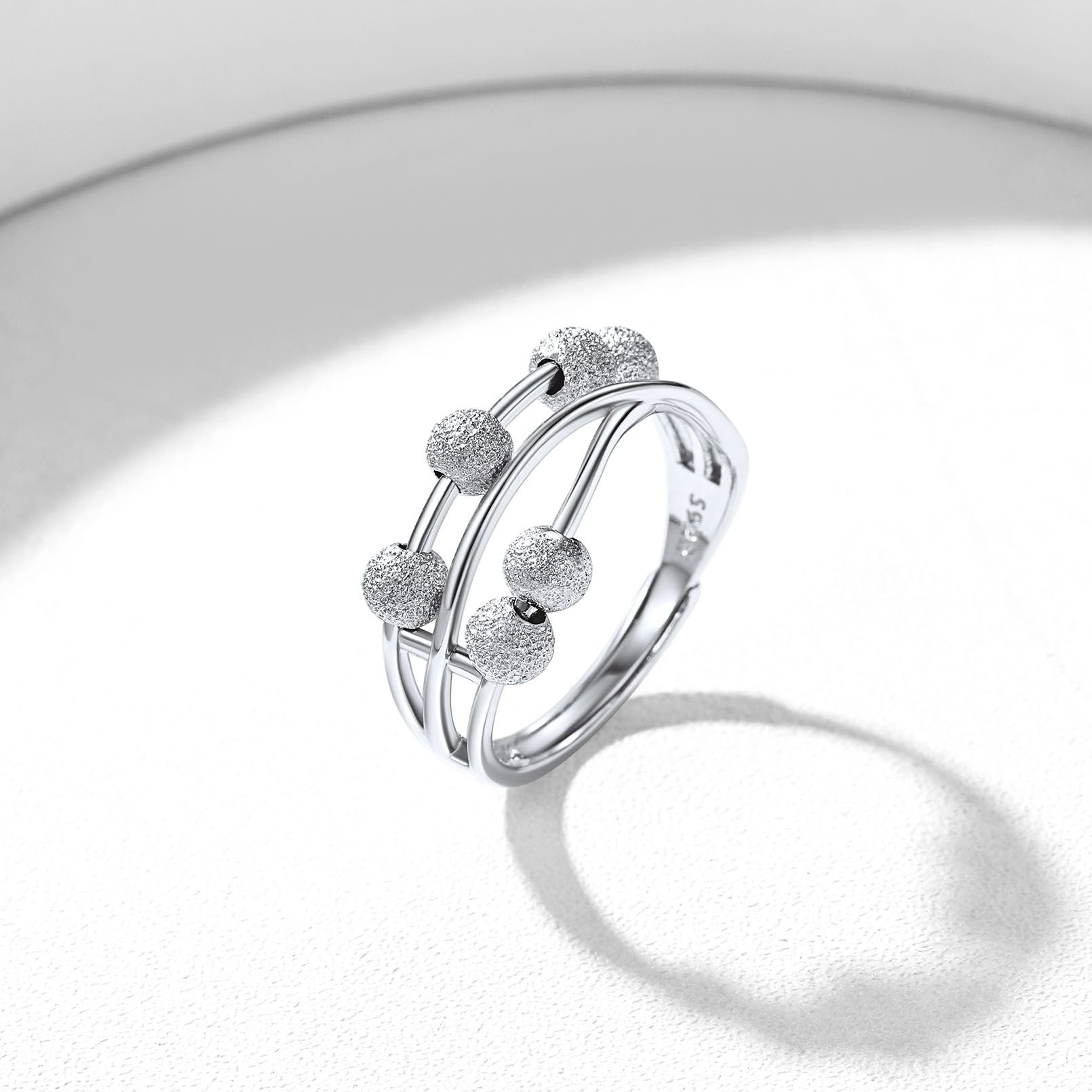 Silver Beads Anxiety Fidget Ring