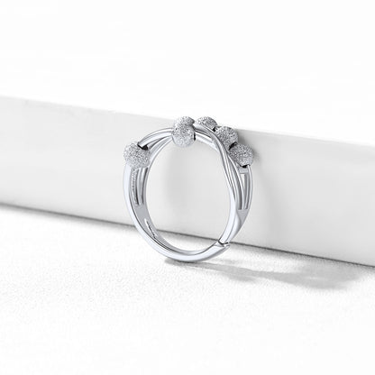 Silver Beads Anxiety Fidget Ring for Women