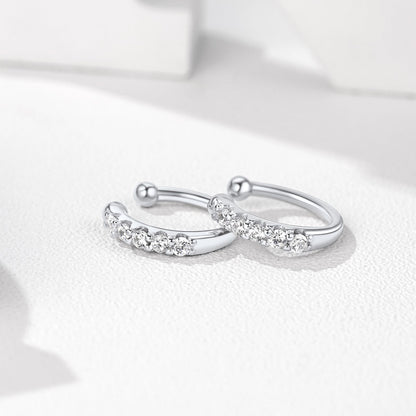 Silver CZ Ear Cuff Clip on Earrings