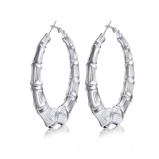 Silver Chunky hoop earrings on a white background