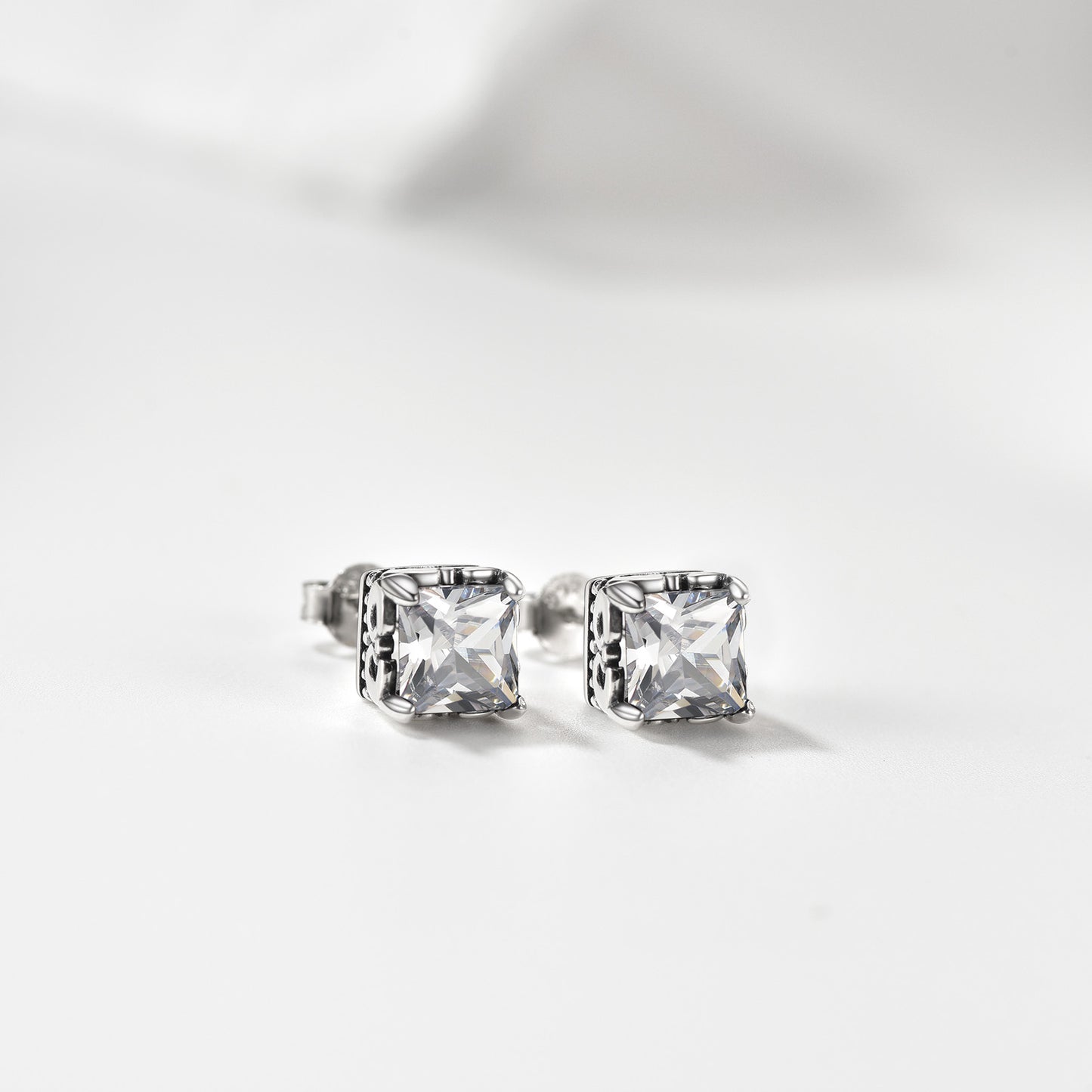 Silver Crown Stud Earrings Cubic Zirconia Earrings