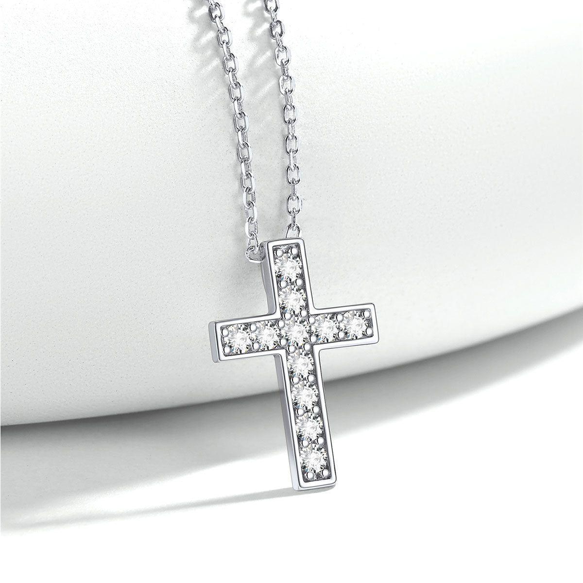 Silver Cubic Zirconia Cross Necklace