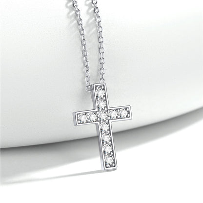 Silver Cubic Zirconia Cross Necklace