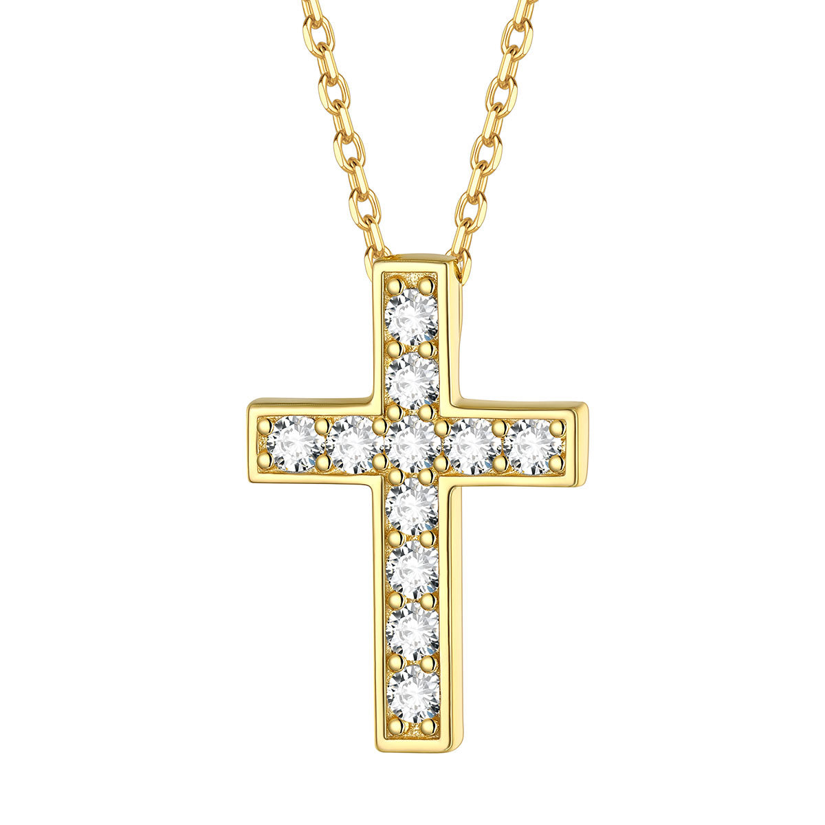 Silver Cubic Zirconia Cross Necklace Gold Plated