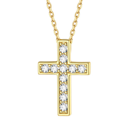 Silver Cubic Zirconia Cross Necklace Gold Plated