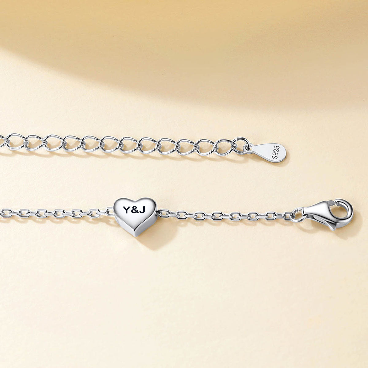 Silver Custom Engraved Heart Anklets