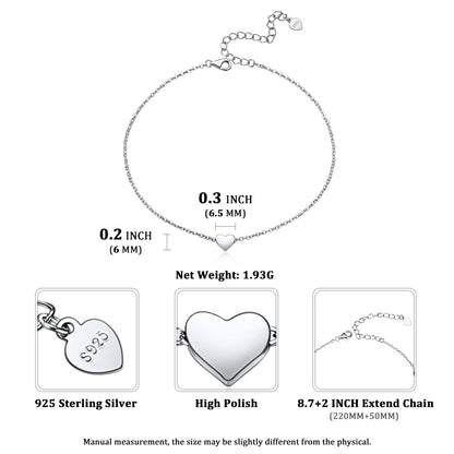 Silver Custom Engraved Heart Anklets Dimension, Durable
