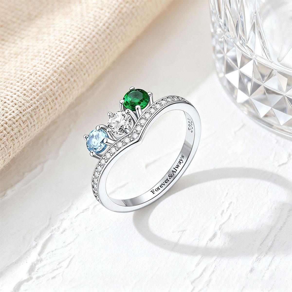 Silver Custom Family Birthstone Ring