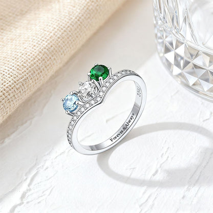 Silver Custom Family Birthstone Ring