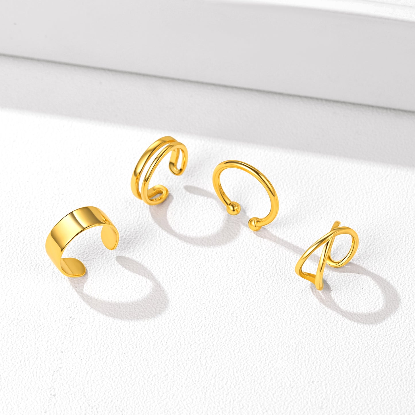 Silver Ear Cuff Earrings Set Non Piercing Gold Plated