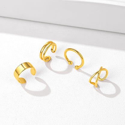 Silver Ear Cuff Earrings Set Non Piercing Gold Plated