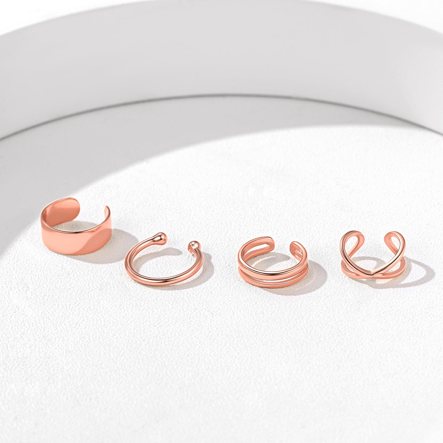 Silver Ear Cuff Earrings Set Non Piercing Rose Gold Plated