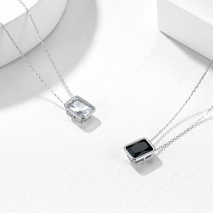 Silver Emerald Cut CZ Necklace