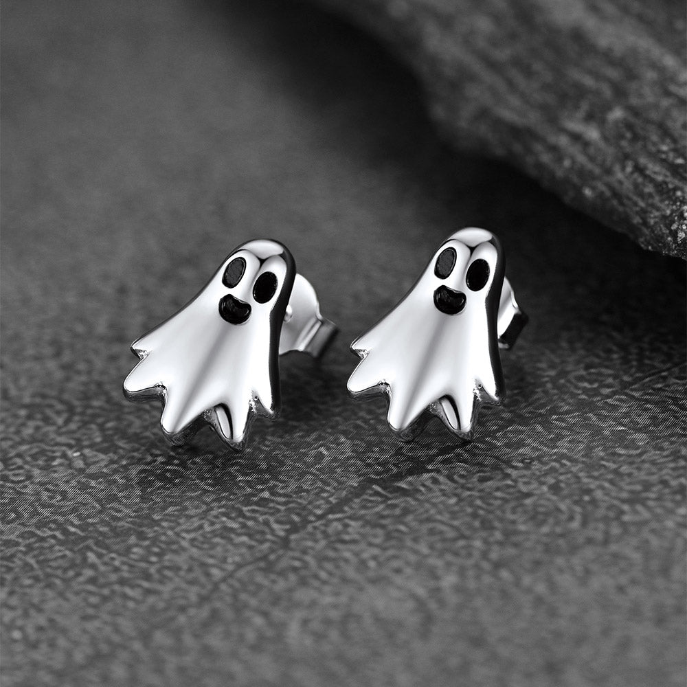 Silver Ghost Stud Earrings