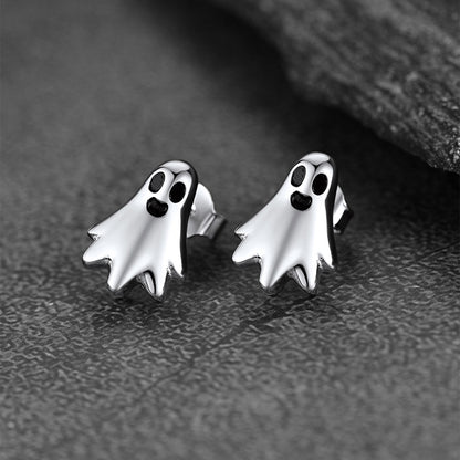 Silver Ghost Stud Earrings