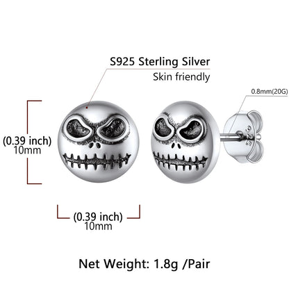 Silver Jack Skellington Stud Earrings: Dimension, Hypoallergenic
