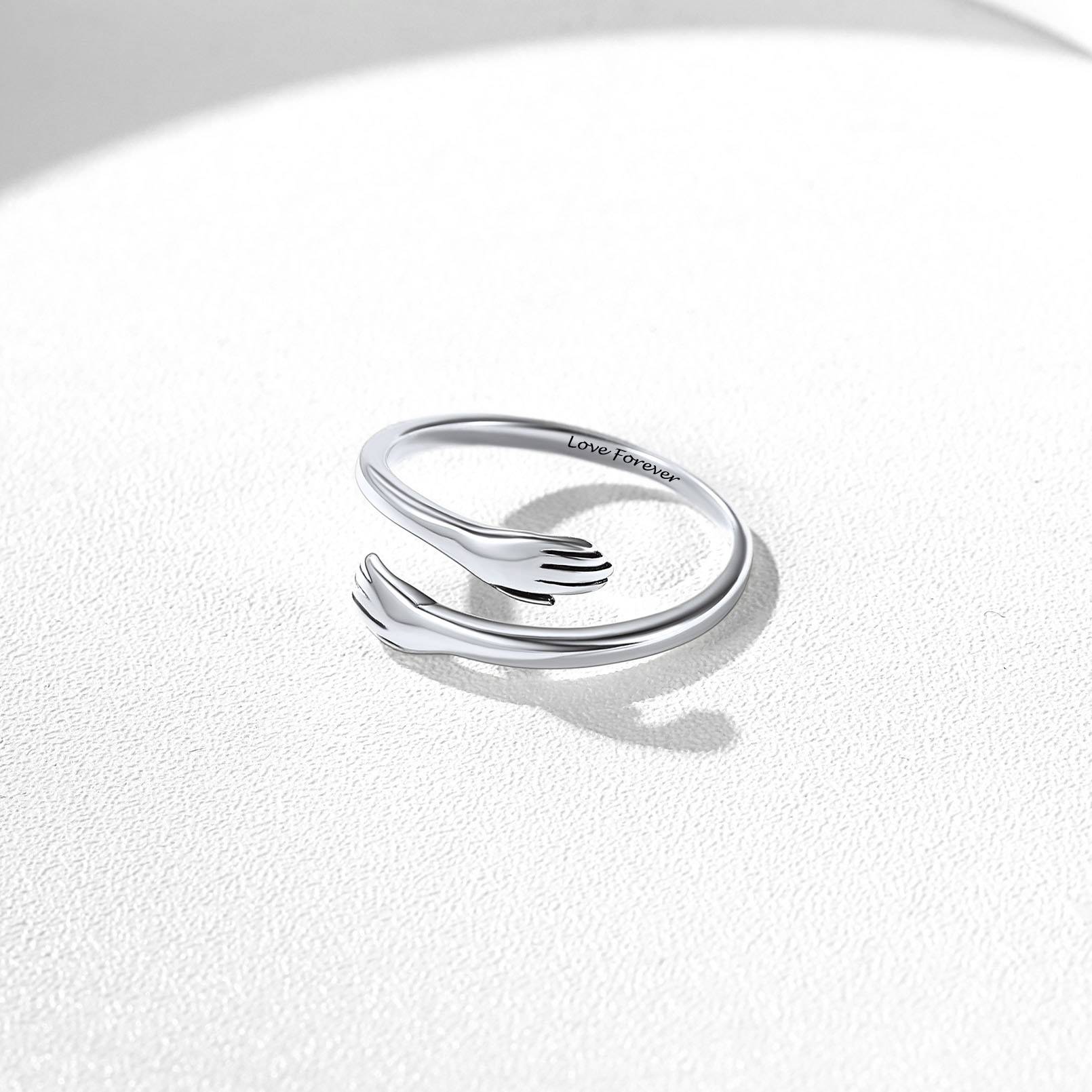 Silver Minimalist Hug Ring Promise Ring