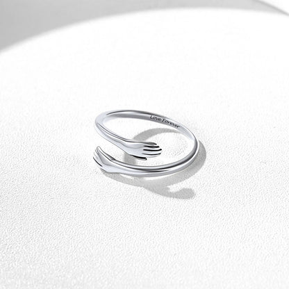 Silver Minimalist Hug Ring Promise Ring