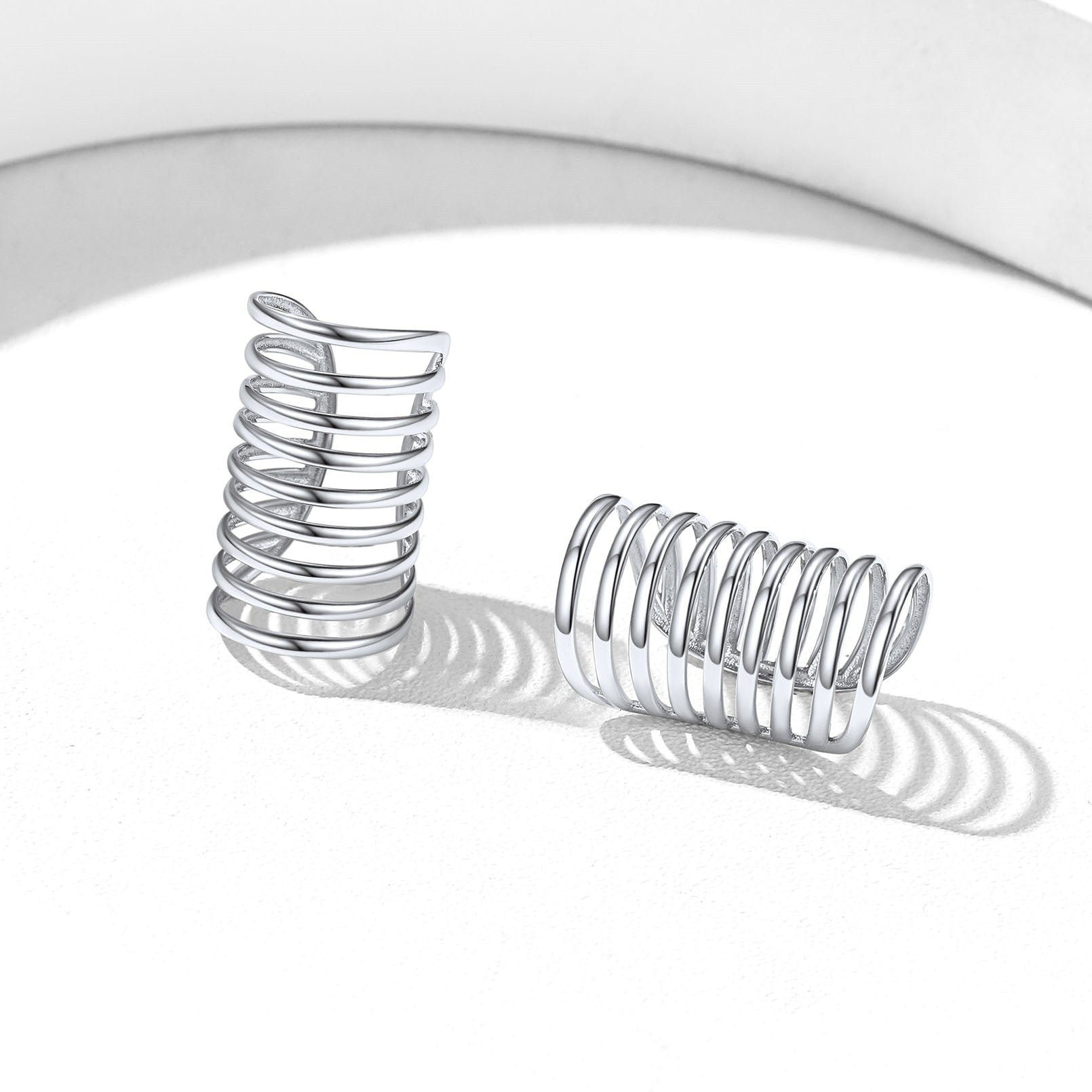 Silver Multi Lines Ear Cuff Earrings