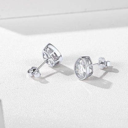 Silver Pear Cut CZ Earrings 