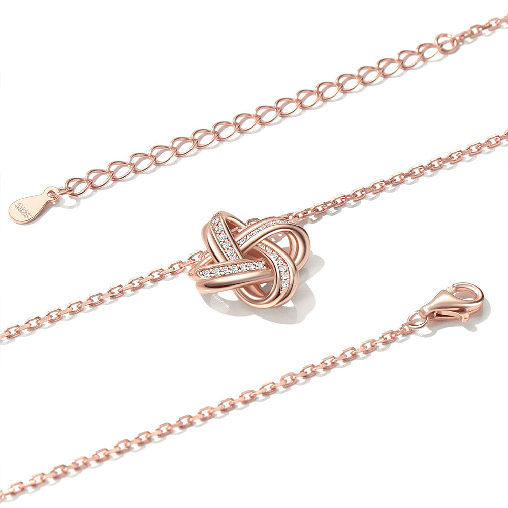 Silver Quadruple Love Knot Necklace