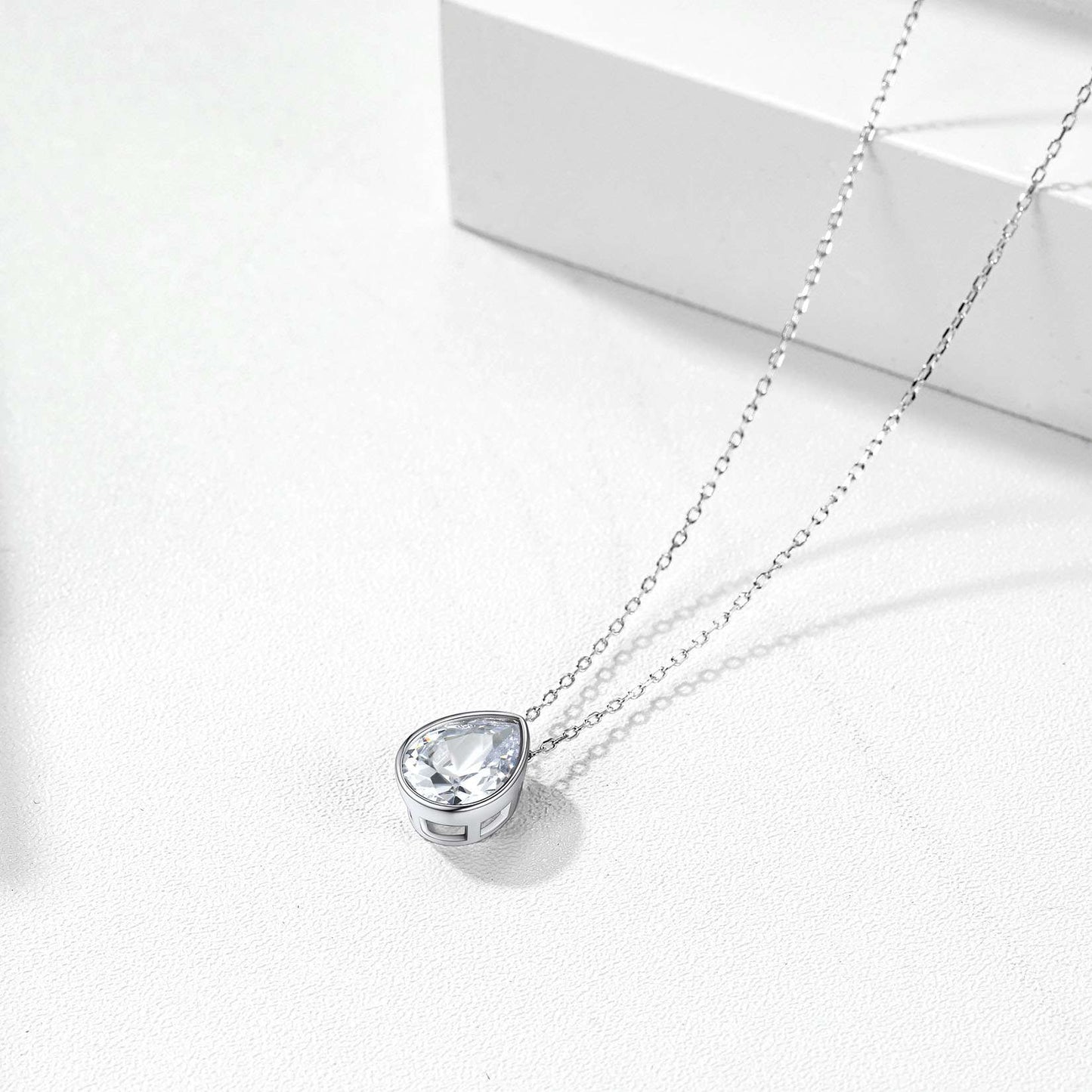 Silver Teardrop CZ Necklace